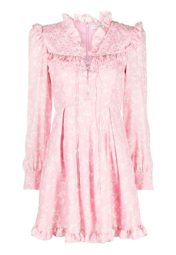 Alessandra Rich floral-print ruffled minidress - Rosa