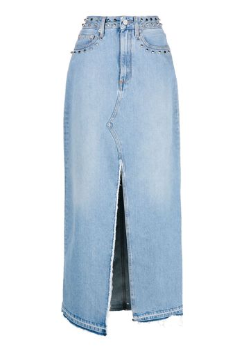 Alessandra Rich spilt-detail maxi denim skirt - Blau