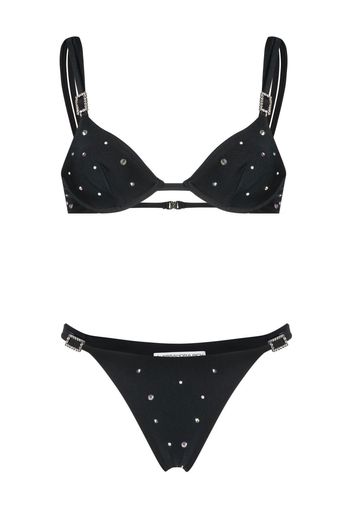 Alessandra Rich crystal-embellished triangle bikini - Schwarz