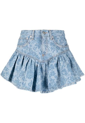 Alessandra Rich floral-print denim mini skirt - Blau