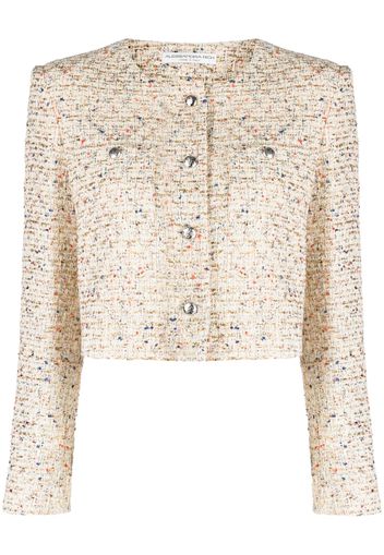 Alessandra Rich tweed cropped jacket - Nude