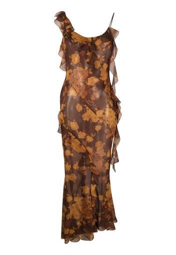 Alessandra Rich floral-print silk maxi dress - Braun