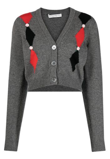 Alessandra Rich intarsia-knit floral-detail cardigan - Grau