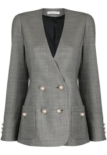 Alessandra Rich collarless double-breasted virgin-wool blazer - Grau