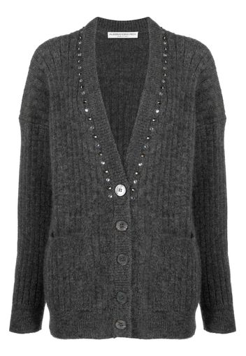 Alessandra Rich stud-embellished V-neck cardigan - Grau