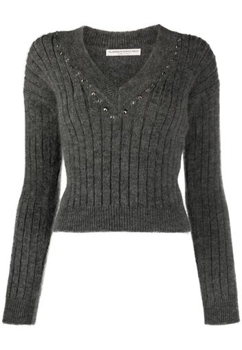 Alessandra Rich Pullover mit Kristallen - Grau