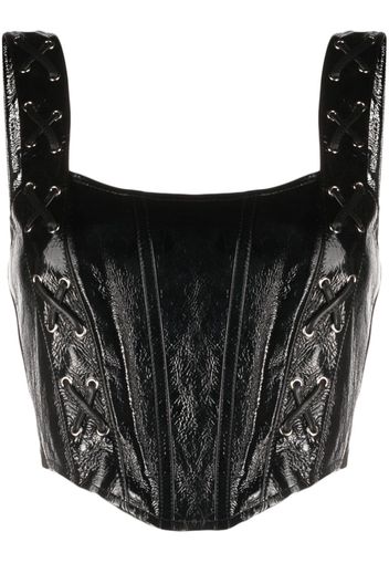 Alessandra Rich lace-up leather bustier top - Schwarz