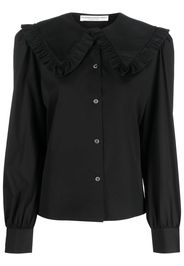 Alessandra Rich ruffle collar cotton shirt - Schwarz