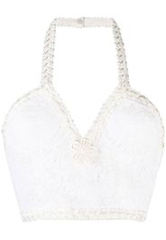 Alessandra Rich lace-panel halterneck top - Weiß