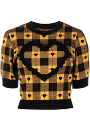 Alessandra Rich heart plaid print knit top - Gelb