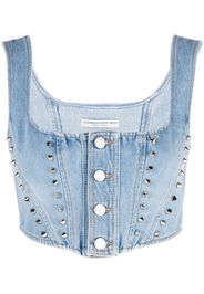 Alessandra Rich studded denim bustier top - Blau