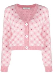 Alessandra Rich rhinestone-embellished gingham cardigan - Rosa