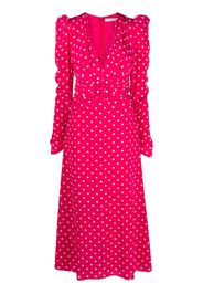 Alessandra Rich polka dot-print long-sleeve midi dress - Rosa