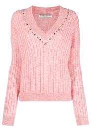 Alessandra Rich stud-embellished ribbed jumper - Rosa