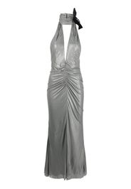 Alessandra Rich halterneck open-back evening dress - Silber