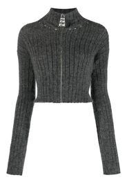 Alessandra Rich stud-embellished zip-up cardigan - Grau