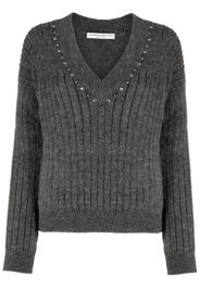 Alessandra Rich stud-embellished ribbed-knit jumper - Grau