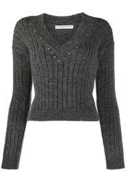 Alessandra Rich Pullover mit Kristallen - Grau