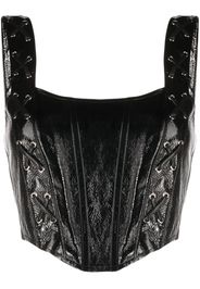 Alessandra Rich lace-up leather bustier top - Schwarz