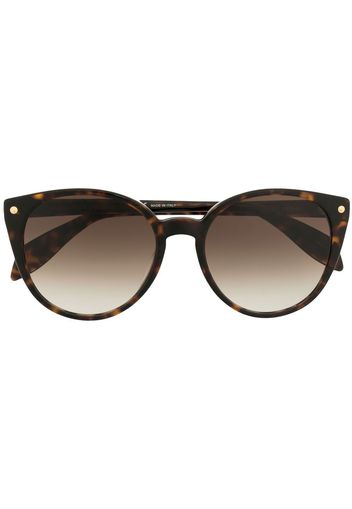 Alexander McQueen Eyewear logo-detail tortoiseshell-effect sunglasses - Braun