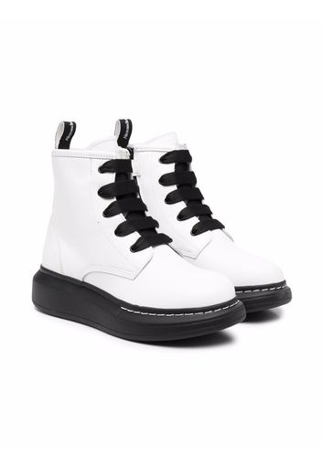 Alexander McQueen Kids lace-up leather boots - Weiß