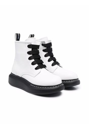 Alexander McQueen Kids lace-up leather boots - Weiß