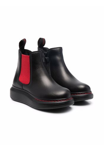 Alexander McQueen Kids contrasting-panel ankle boots - Schwarz