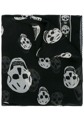 Alexander McQueen Seidentuch mit Totenkopf-Print - Schwarz