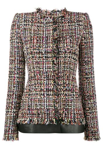 Alexander McQueen Tweed-Jacke mit Ledersaum - Mehrfarbig