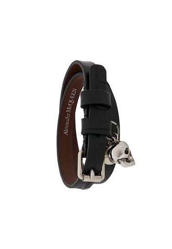 Alexander McQueen Wickelarmband mit Totenkopf - Schwarz