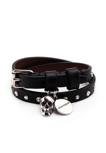 Alexander McQueen Wickelarmband mit Totenkopf - Schwarz