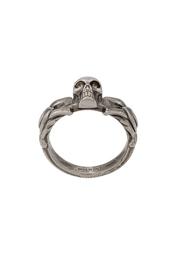 Alexander McQueen Ring mit Totenkopf - Silber