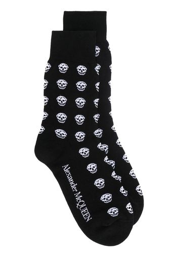 Alexander McQueen Socken mit Totenköpfen - Schwarz