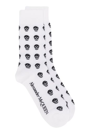 Alexander McQueen Socken mit Totenköpfen - Weiß