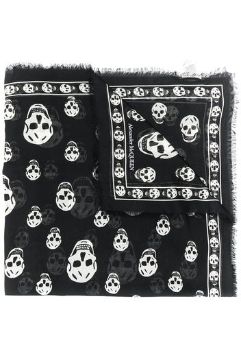 Alexander McQueen Schal mit Totenkopf - Schwarz