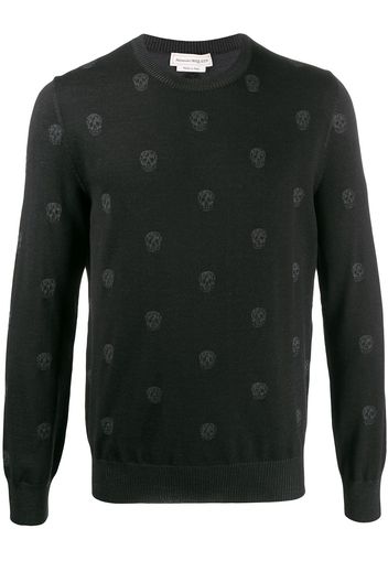 Alexander McQueen Pullover mit Totenköpfen - Grau