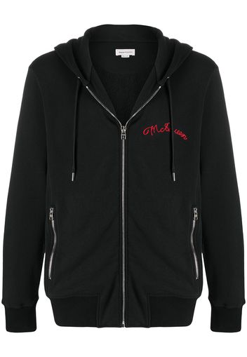 Alexander McQueen Kapuzenjacke mit Logo-Stickerei - Schwarz