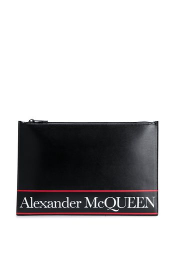 Alexander McQueen Clutch mit Logo-Streifen - Schwarz