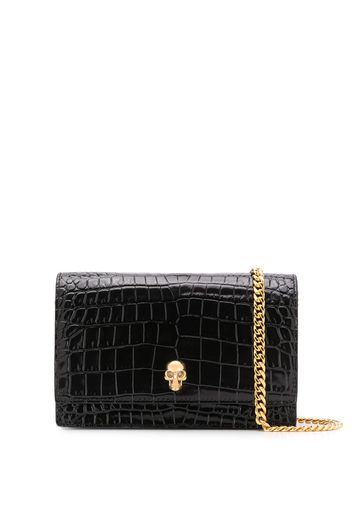 Alexander McQueen Mini Umhängetasche mit Kroko-Effekt - Schwarz