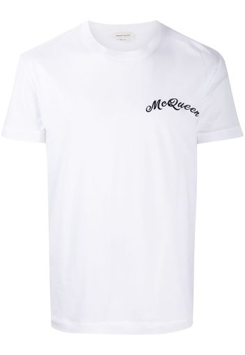 Alexander McQueen T-Shirt mit Logo-Stickerei - Weiß