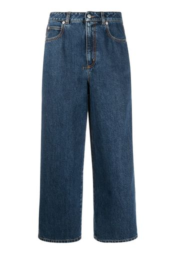 Alexander McQueen Weite Cropped-Jeans - Blau