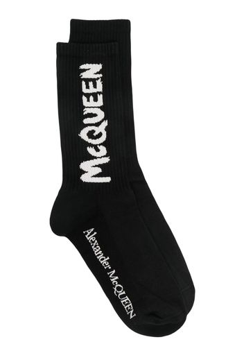 Alexander McQueen Socken mit Logo-Intarsie - Schwarz