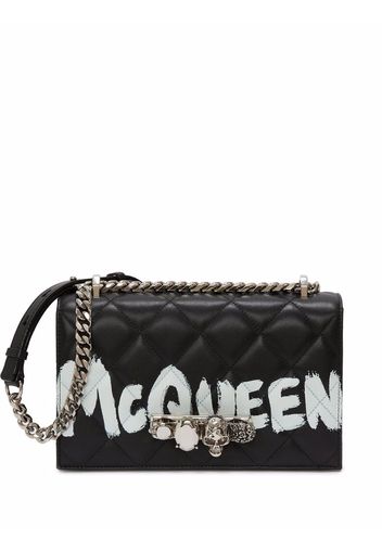 Alexander McQueen logo-print quilted crossbody bag - Schwarz