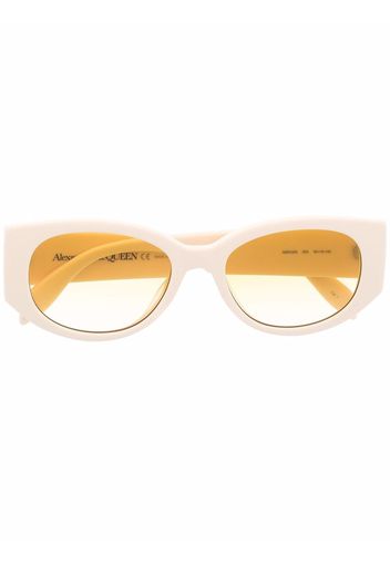 Alexander McQueen Sonnenbrille mit Logo-Print - Weiß