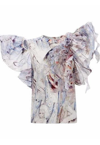 Alexander McQueen T-Shirt mit "William Blake Dante"-Print - Blau