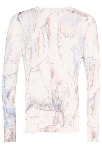 Alexander McQueen William Blake Dante-print crew-neck sweatshirt - Nude