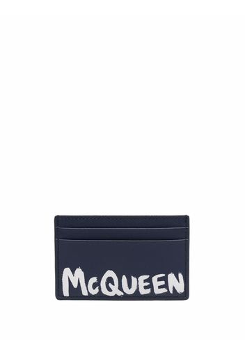 Alexander McQueen graffiti logo-print cardholder - Blau