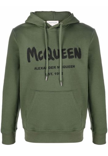 Alexander McQueen graffiti logo-print hoodie - Grün