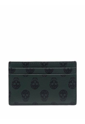 Alexander McQueen signature-skull leather card wallet - Grün