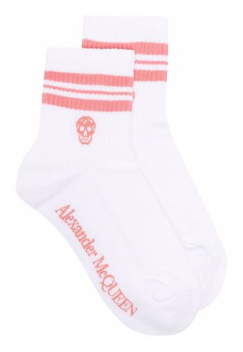 Alexander McQueen logo-knit striped socks - Weiß